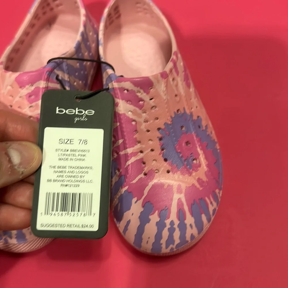 BEBE GIRLS TODDLER PINK/PURPLE TIE DYE WATER SHOES: NWT: SZ 7/8